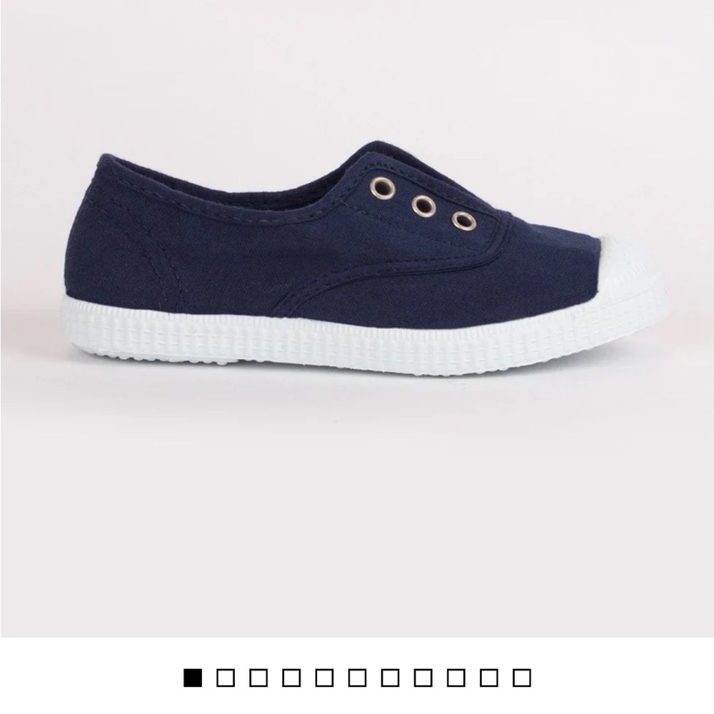 Trotters Blue and White Toddler Slip-On Sneakers Canvas Plimsolls